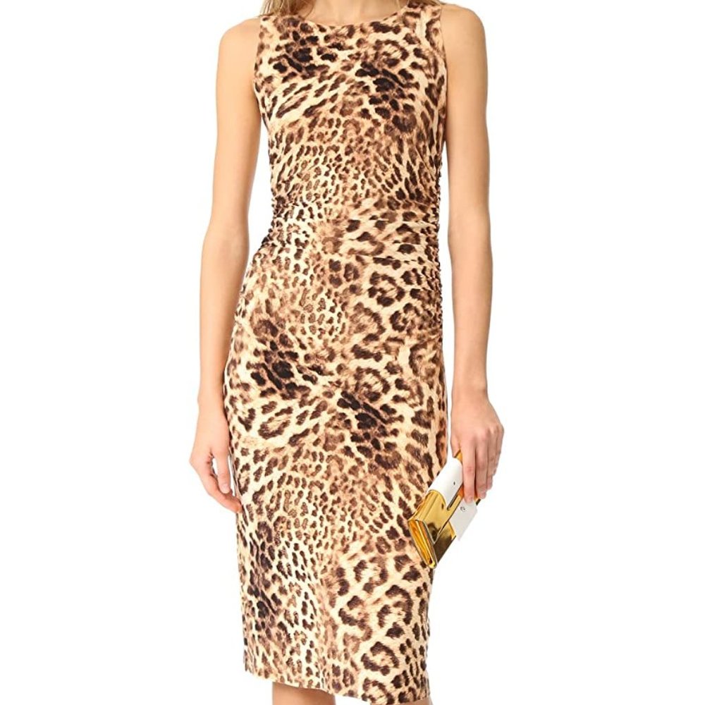 Shirred Leopard Dress